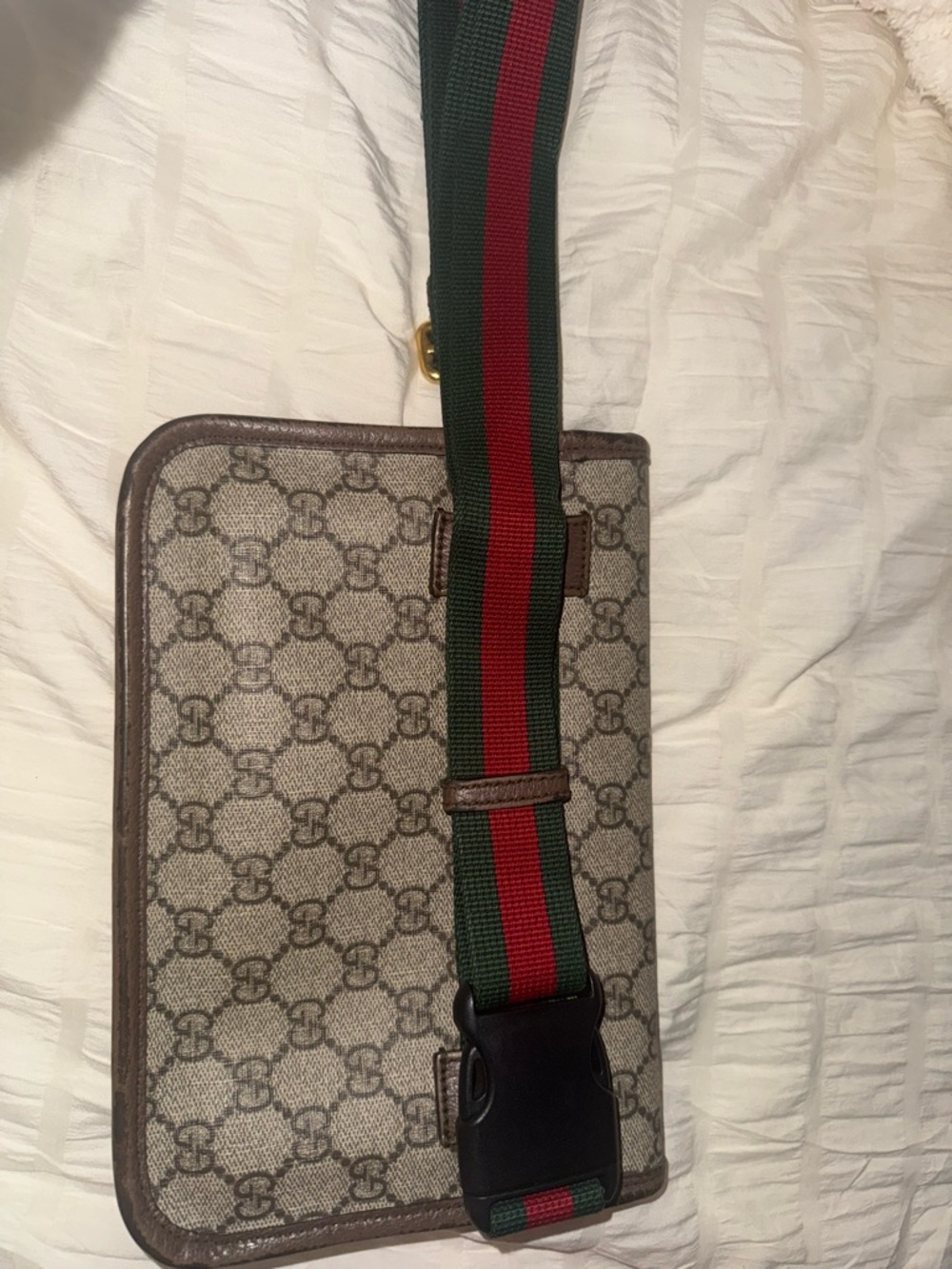 Gucci Tan GG Canvas Belt Bag with Green-Red Web Strap - Picture 7 of 7